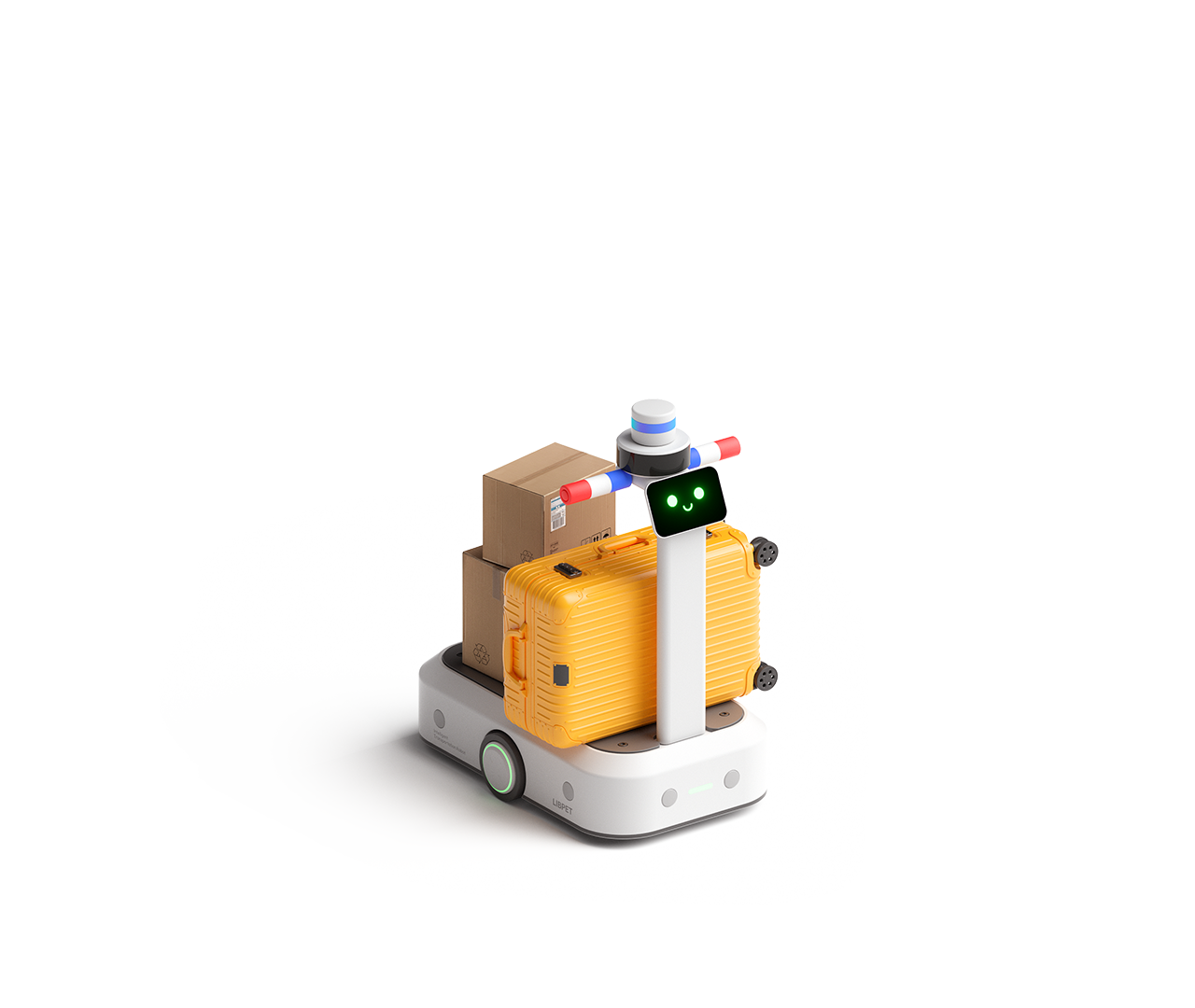 Modular security and transport robot carrying parcels and luggage